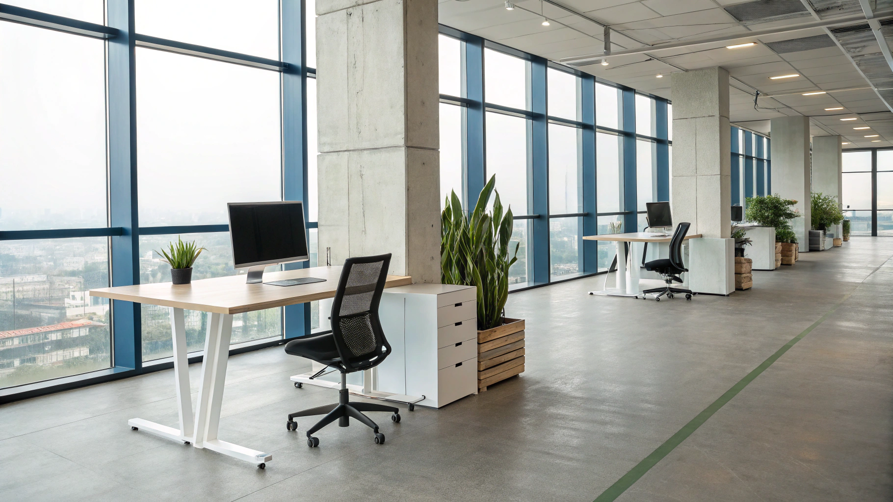 Architectural background with digital overlay